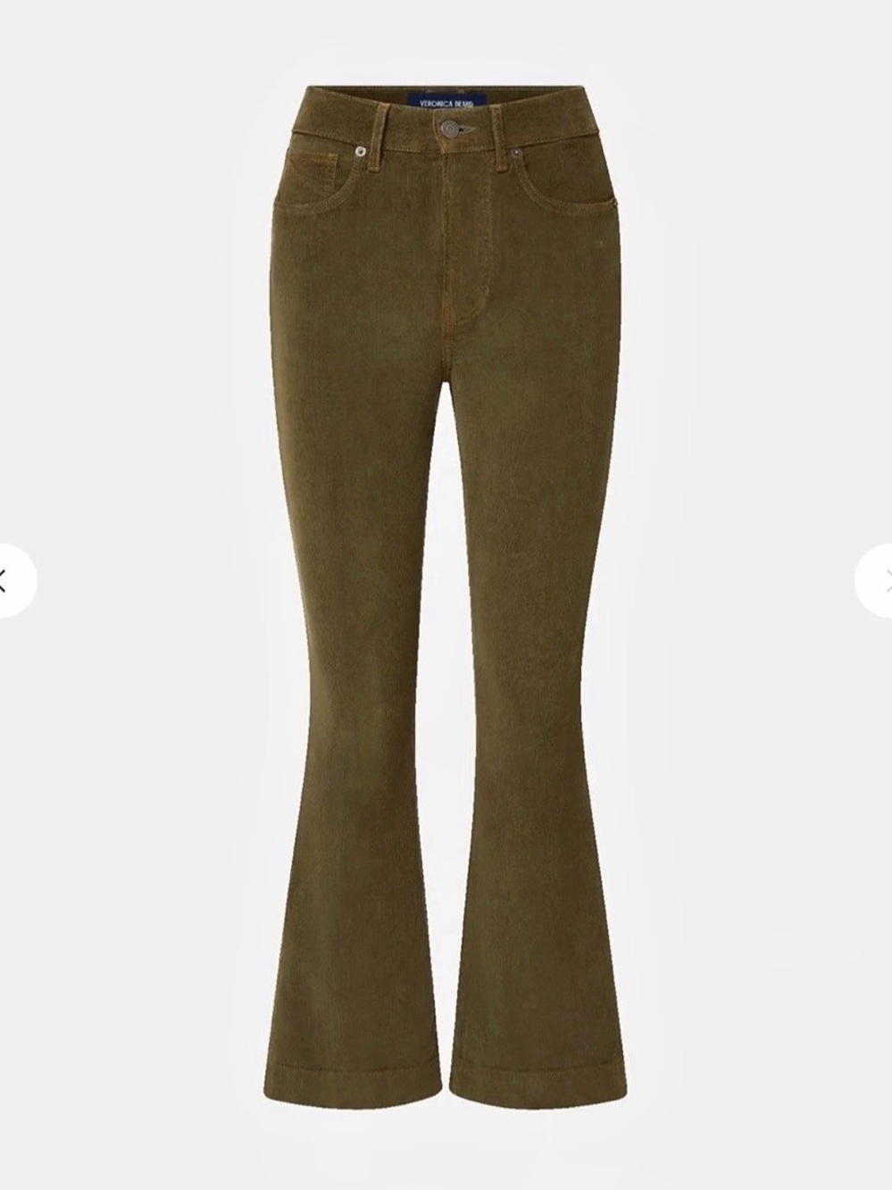 Veronica Beard Carson Corduroy Kick-Flare Pant Green